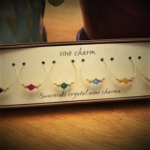Vino Charm Swarovski Crystal Wine Glass Charm Set