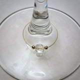 clear crystal wine glass charm with 2mm gold beads by Spirit & Vine