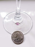 lavender crystal wine glass charm with 2mm silver beads + quarter by Spirit & Vine